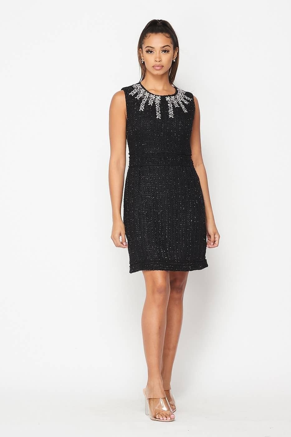 Embellished Neck Detail Dress - BTK COLLECTION