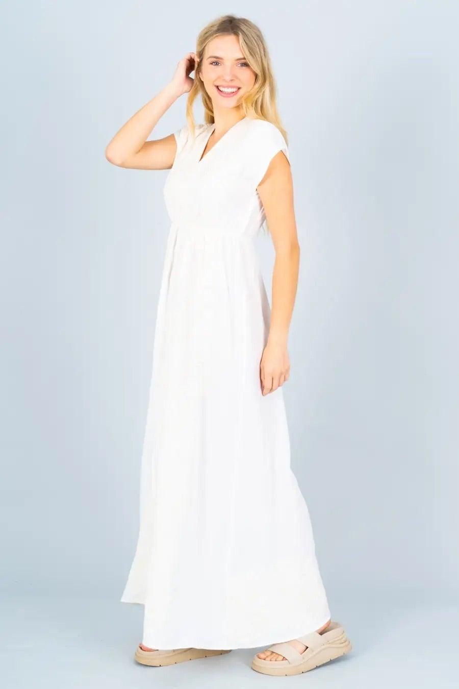 Embroidered Maxi Dress with Split - BTK COLLECTION