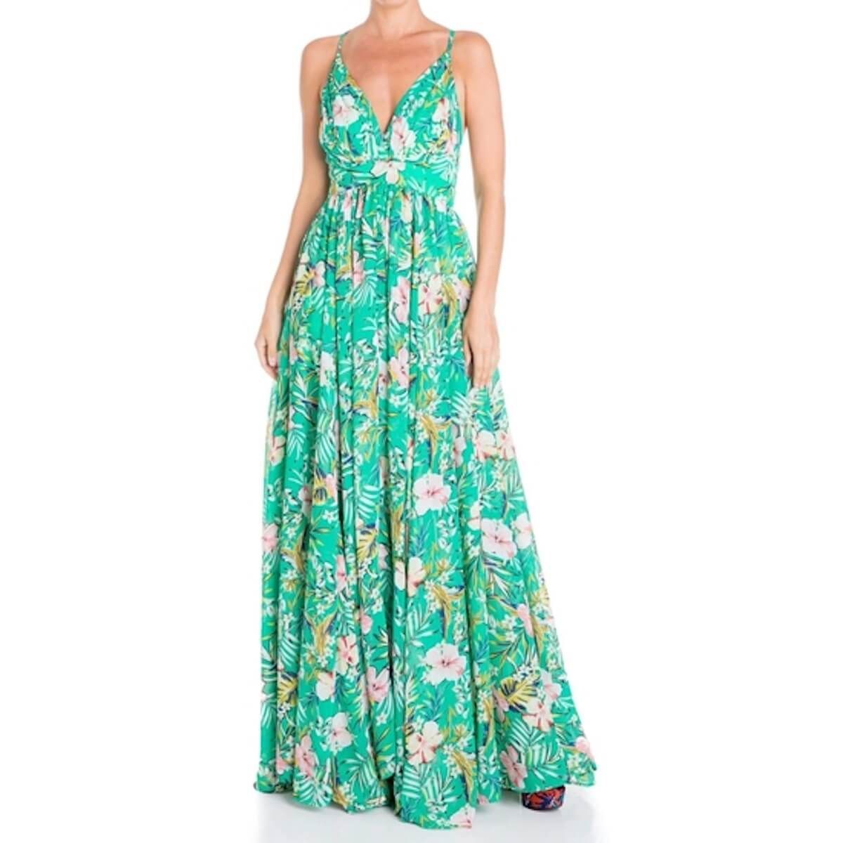 Enchanted Garden Maxi Dress - Garden Hibiscus - BTK COLLECTION