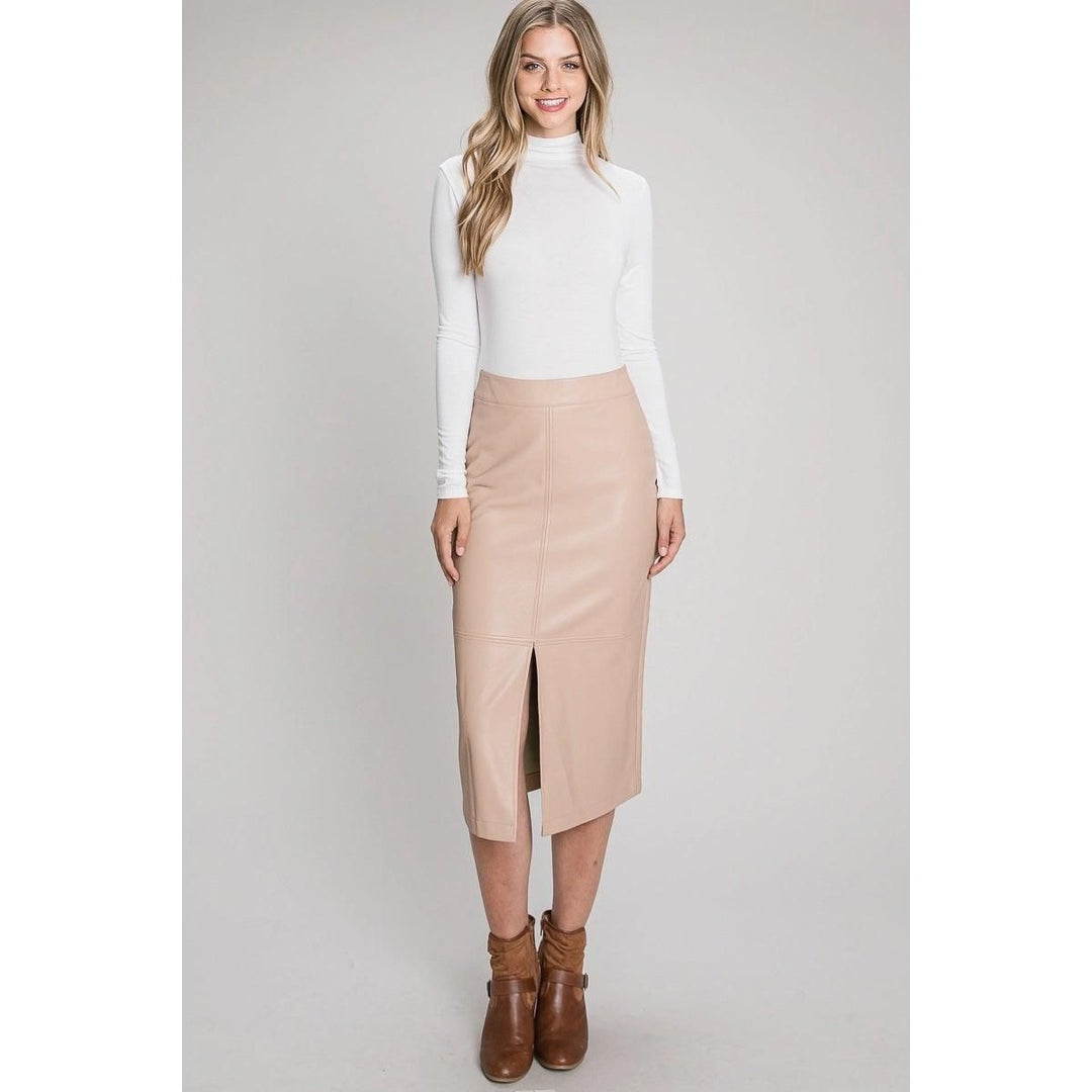 Faux Leather Midi Skirt - BTK COLLECTIONS