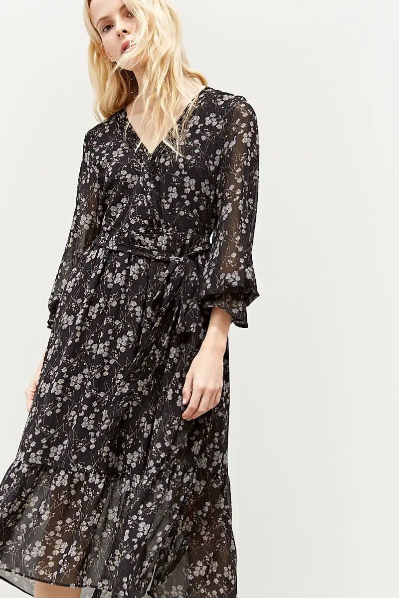 Floral Print Chiffon Dress - BTK COLLECTION