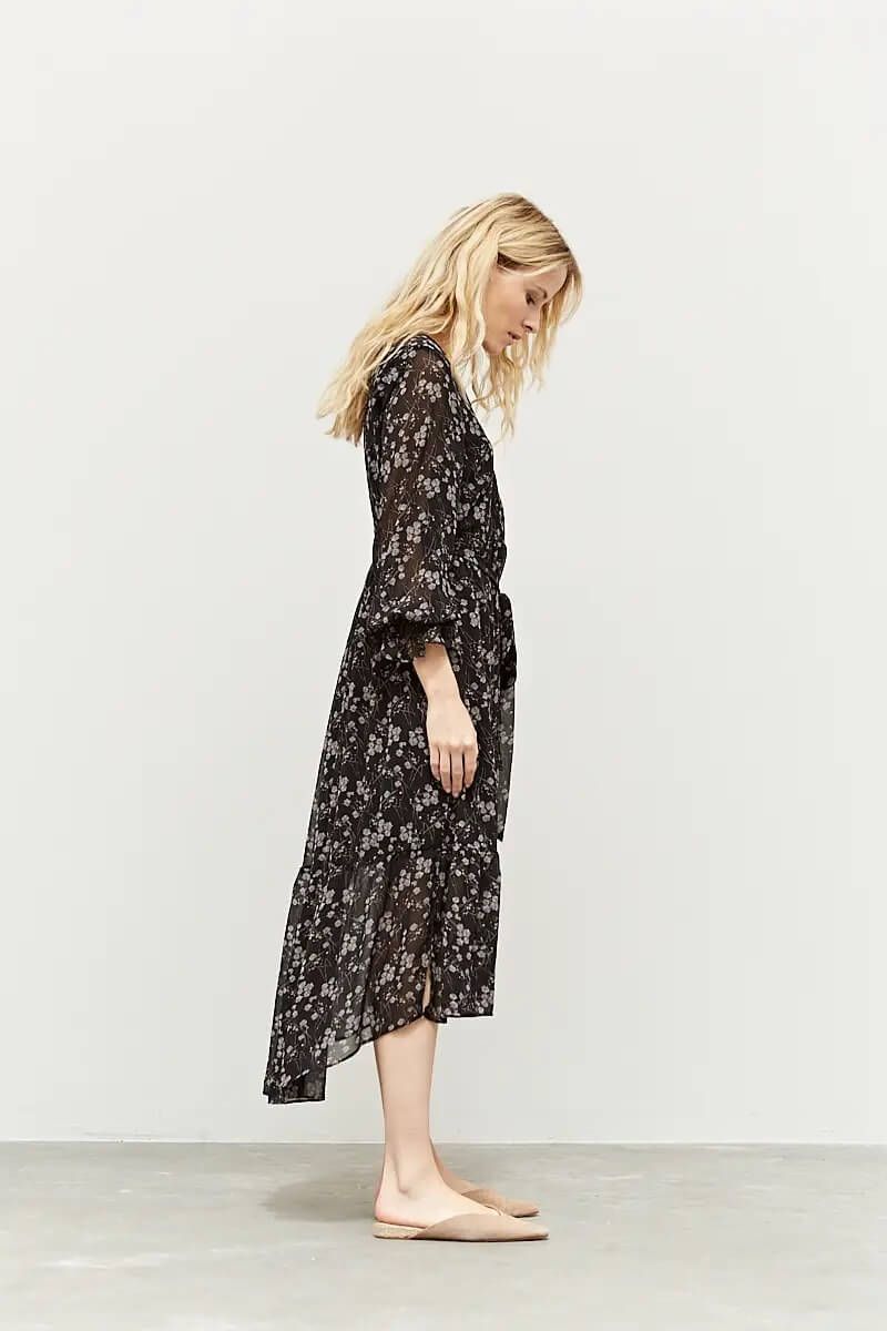 Floral Print Chiffon Dress - BTK COLLECTION