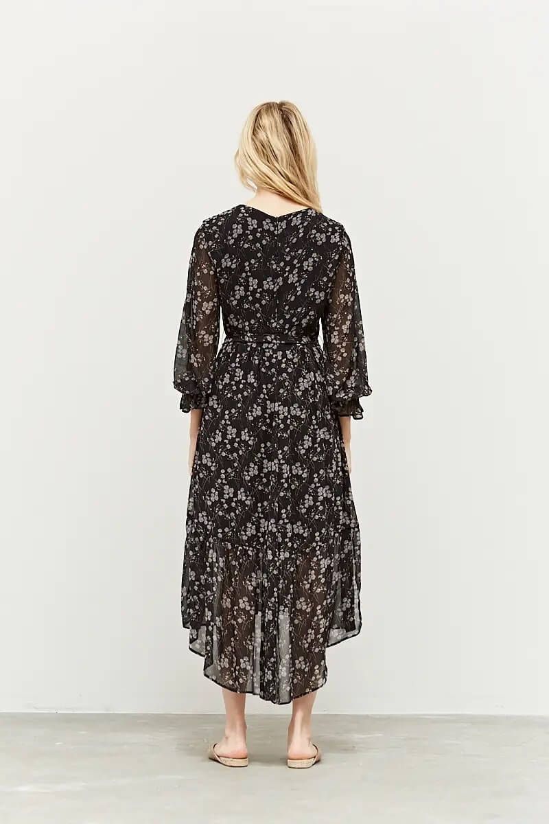 Floral Print Chiffon Dress - BTK COLLECTION