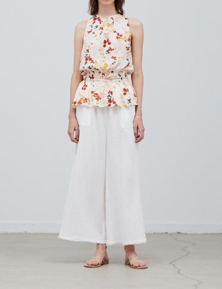 Floral Print Sleeveless Satin Top - BTK COLLECTION