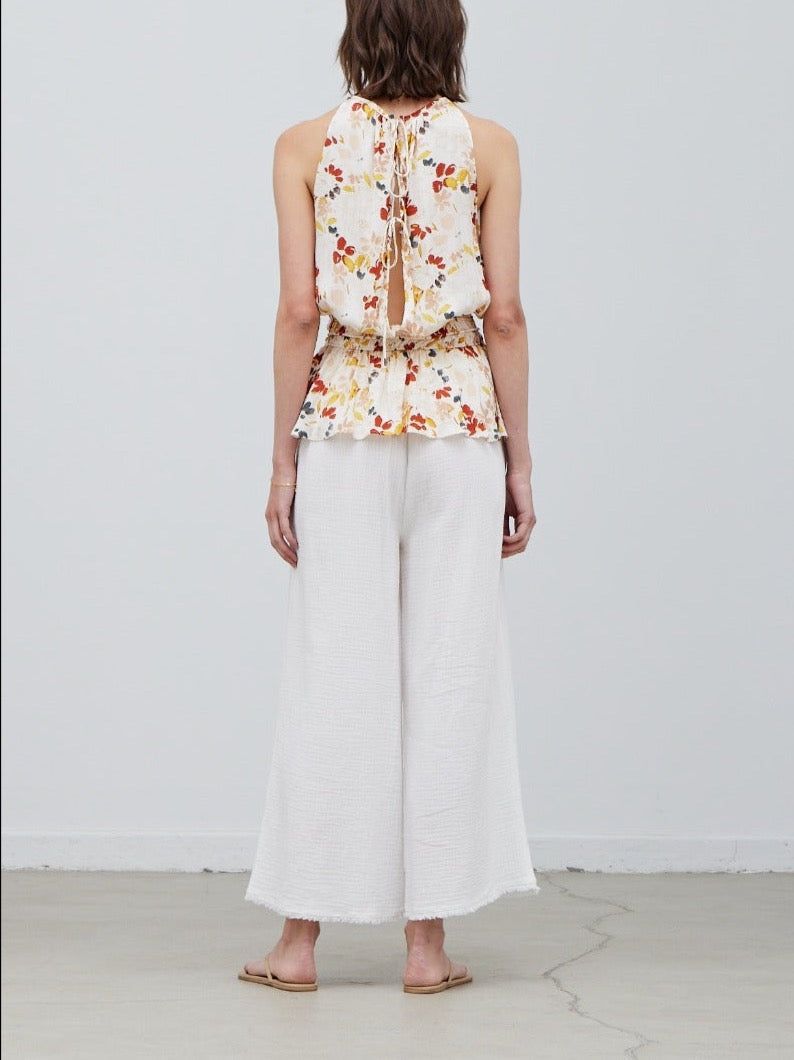 Floral Print Sleeveless Satin Top - BTK COLLECTION