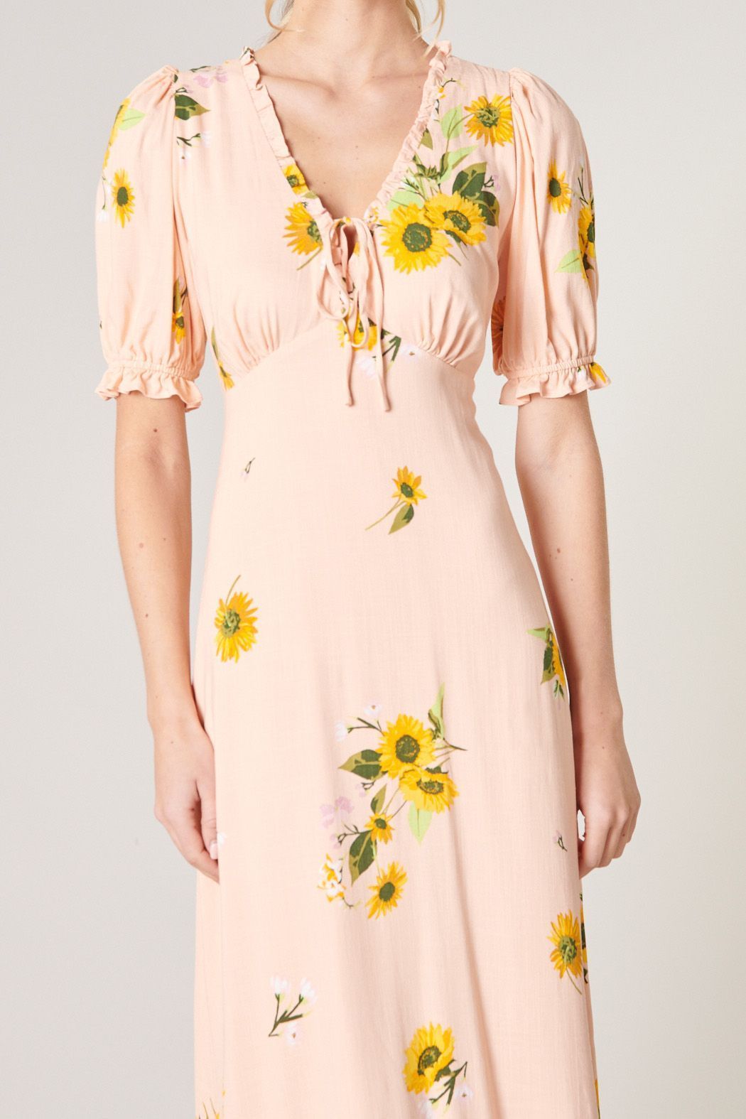 Girasol Puff Sleeve Midi Dress - BTK COLLECTION