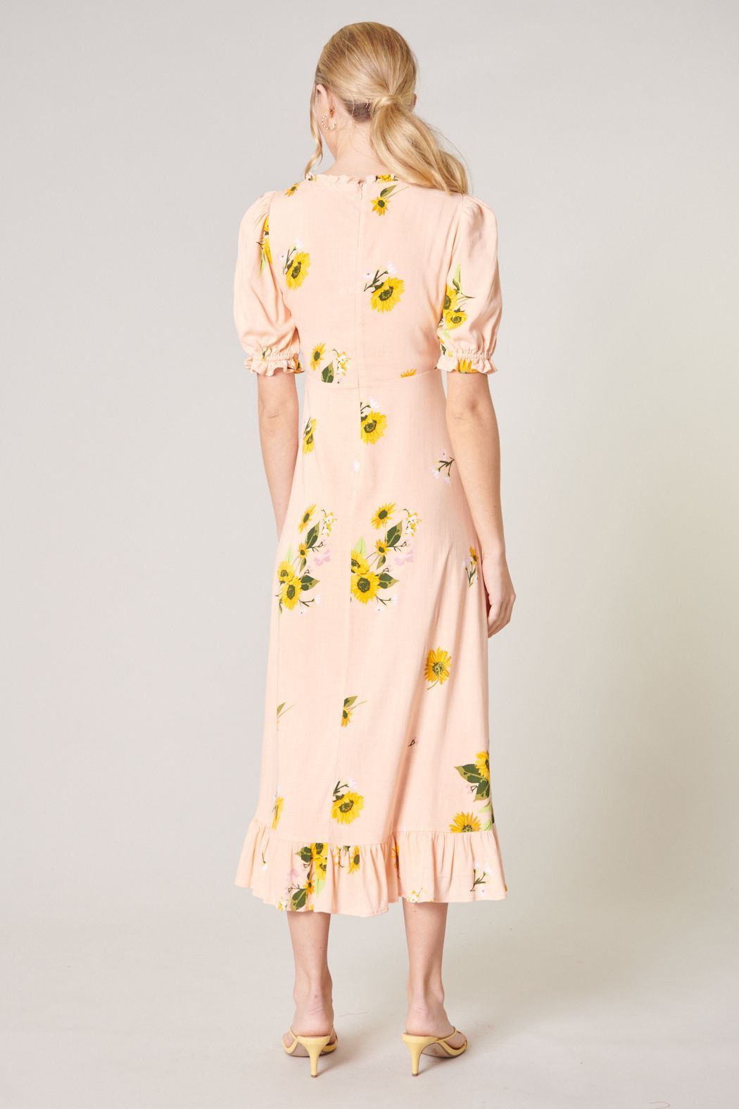 Girasol Puff Sleeve Midi Dress - BTK COLLECTION