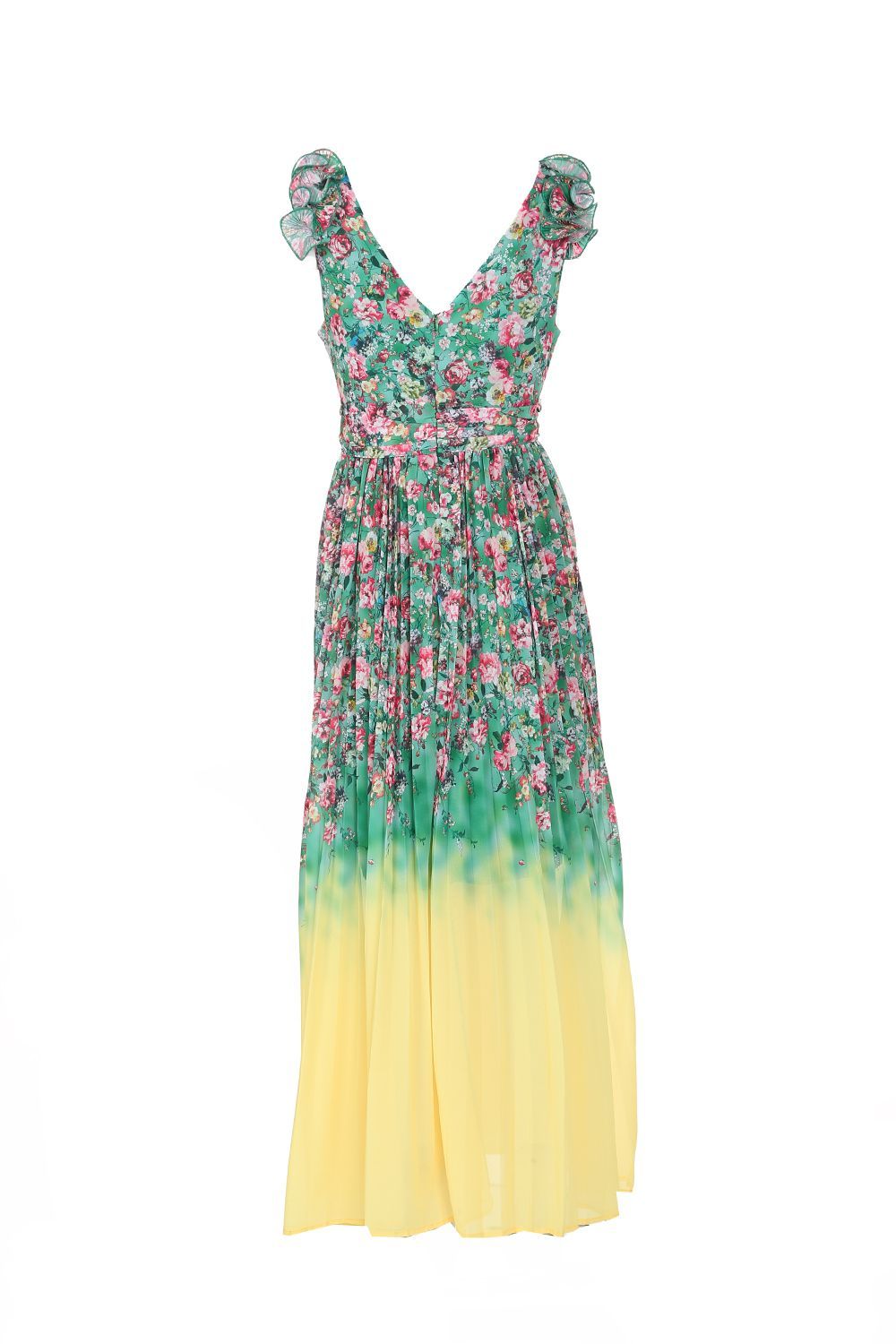 Green Floral Sleeveless Maxi Dress - BTK COLLECTION