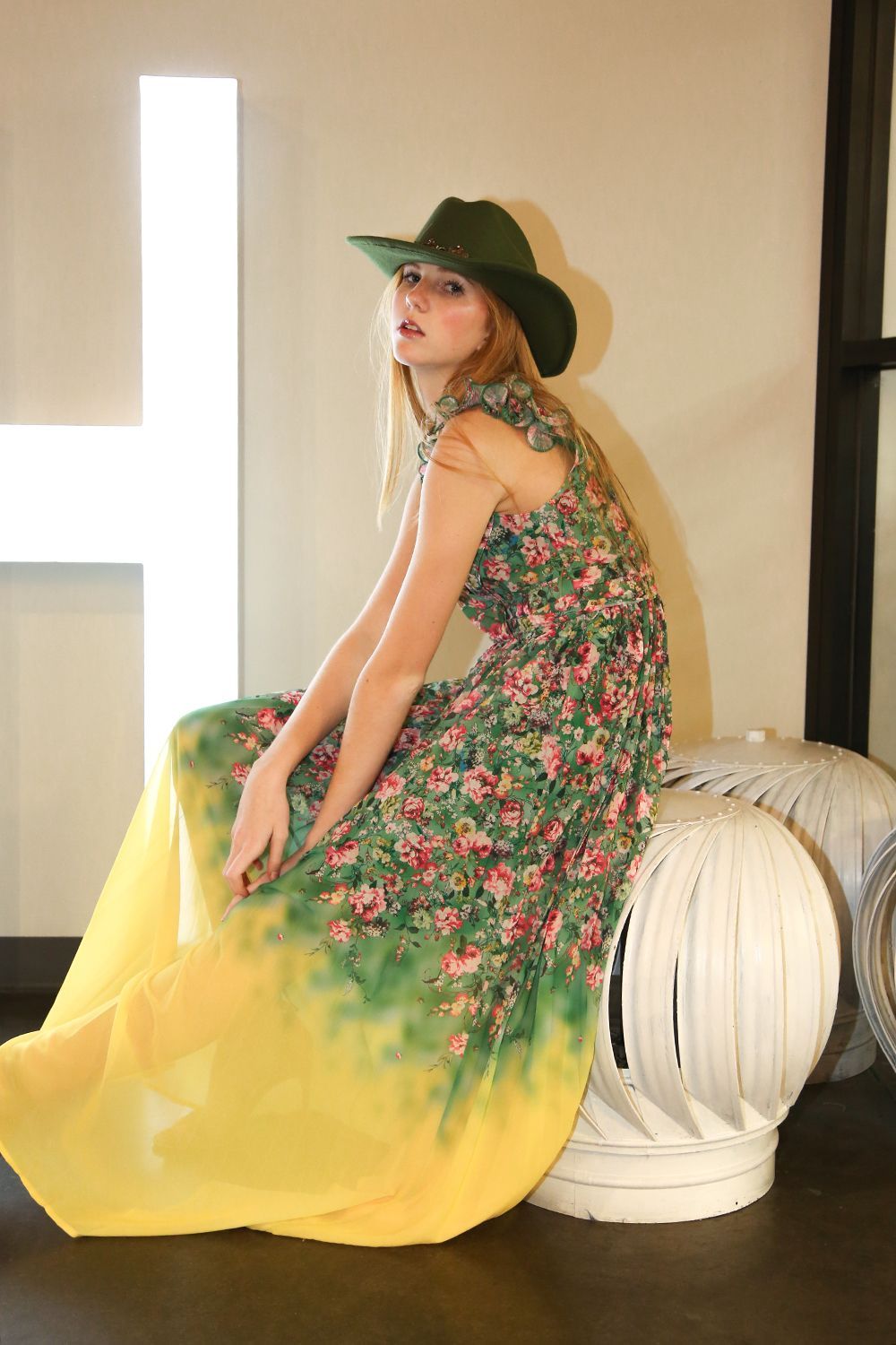 Green Floral Sleeveless Maxi Dress - BTK COLLECTION