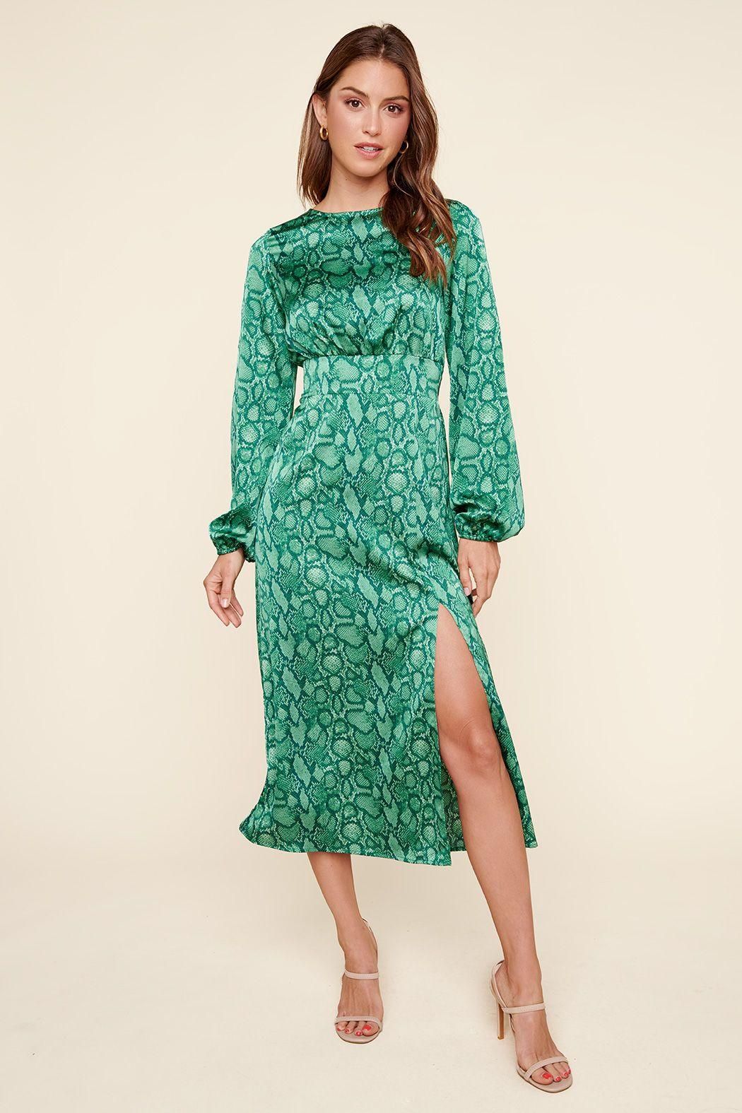 Gwendolyn Snake Print Eternal Midi Dress - BTK COLLECTION