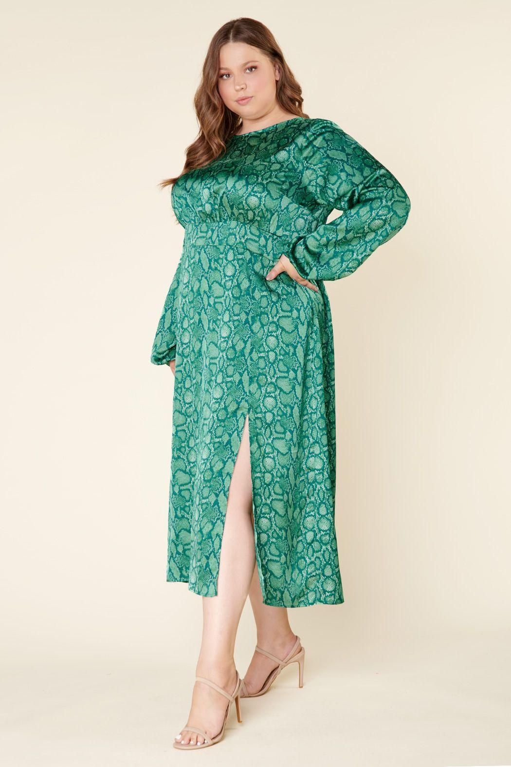 Gwendolyn Snake Print Eternal Midi Dress Curve - BTK COLLECTIONS