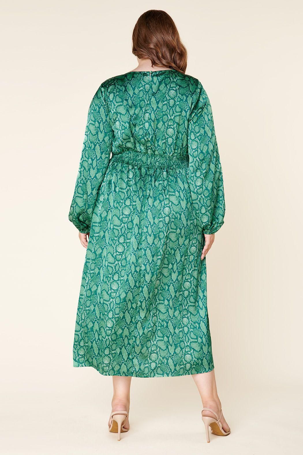Gwendolyn Snake Print Eternal Midi Dress Curve - BTK COLLECTIONS