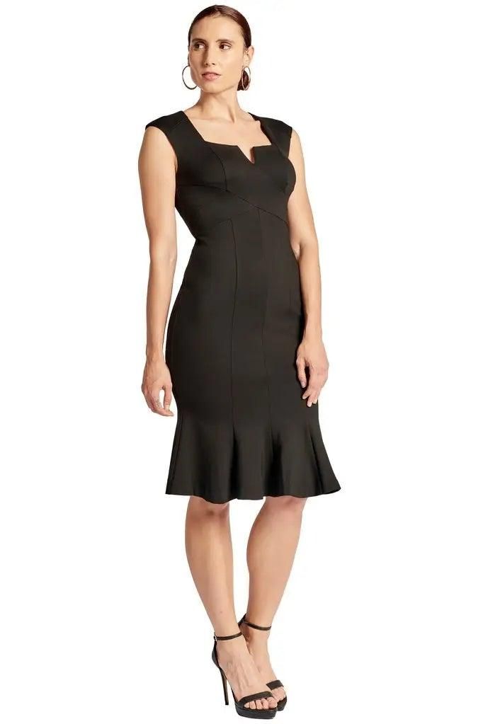 Ivy Dress - Seamed stretch Ponte midi mermaid hem dress - BTK COLLECTION