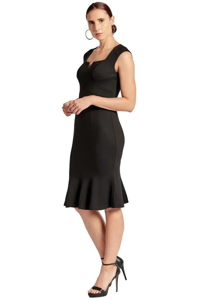 Ivy Dress - Seamed stretch Ponte midi mermaid hem dress - BTK COLLECTION