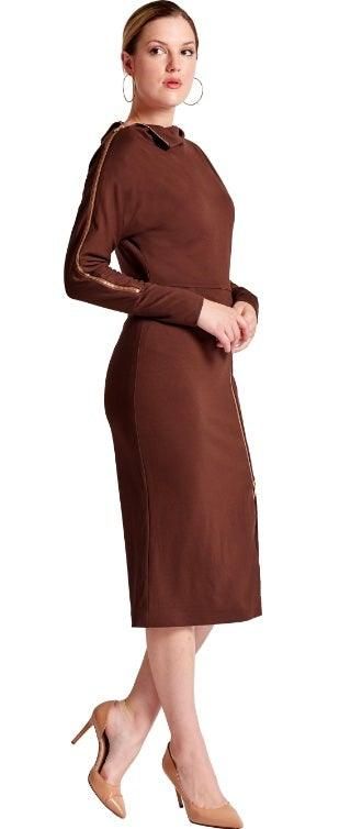 Josefa Asymmetric Dress - Long sleeve convertible midi dress - BTK COLLECTION