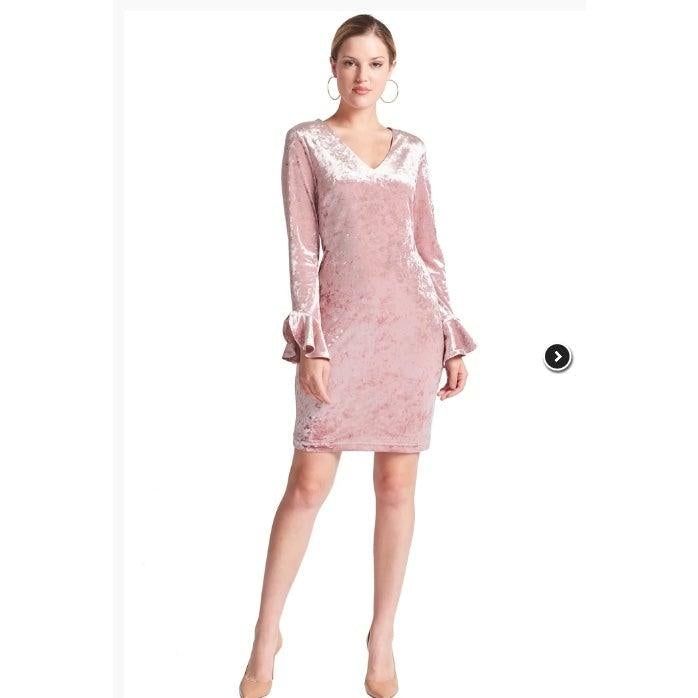 Kara Dress - Long sleeve crushed velvet v-neck dress - BTK COLLECTION