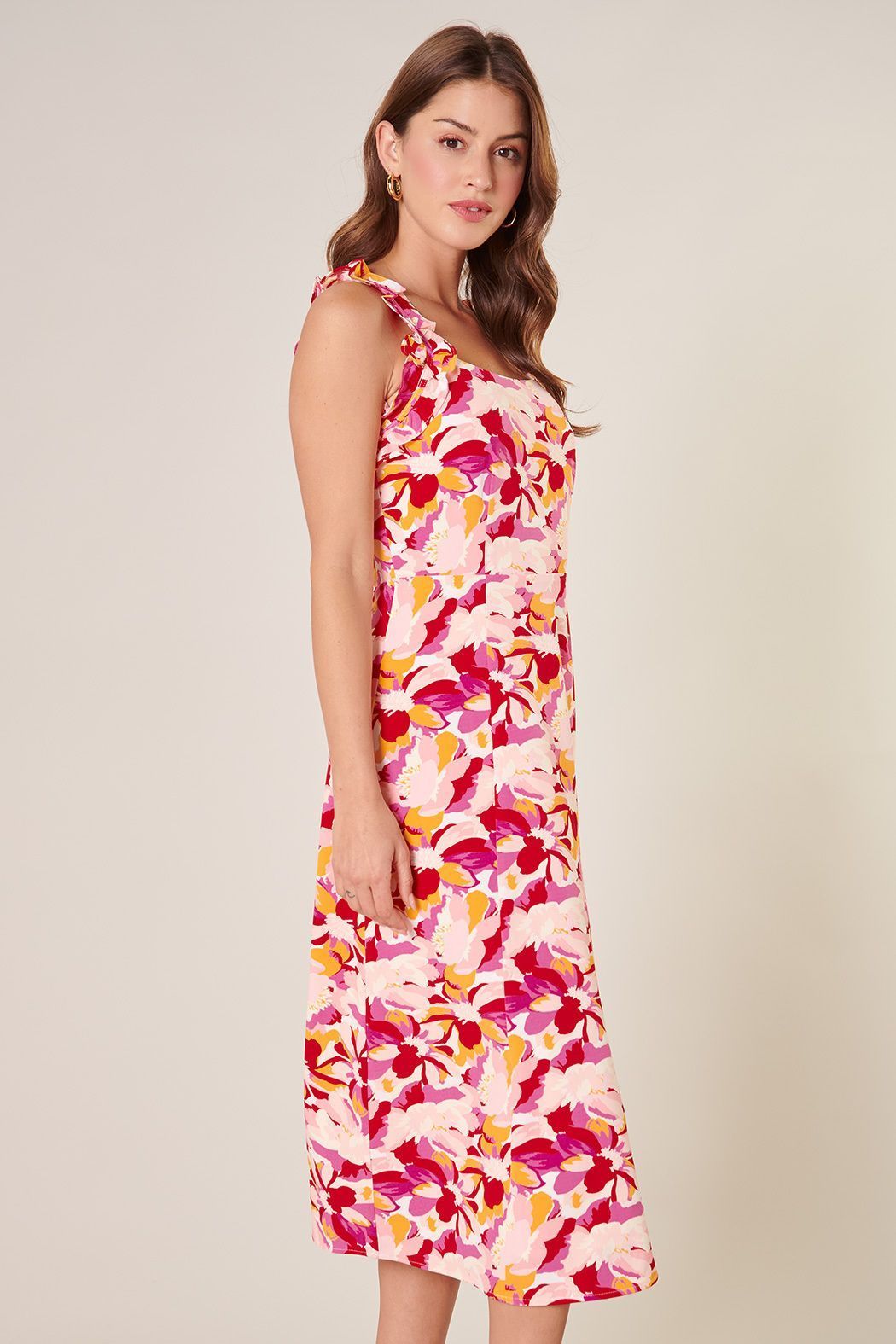 Kimbra Floral Ruffled Midi Dress - BTK COLLECTION