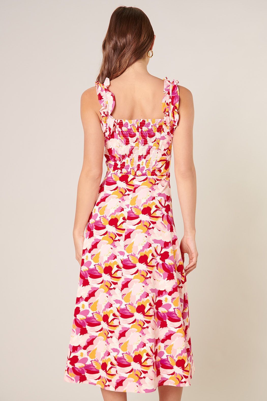 Kimbra Floral Ruffled Midi Dress - BTK COLLECTION