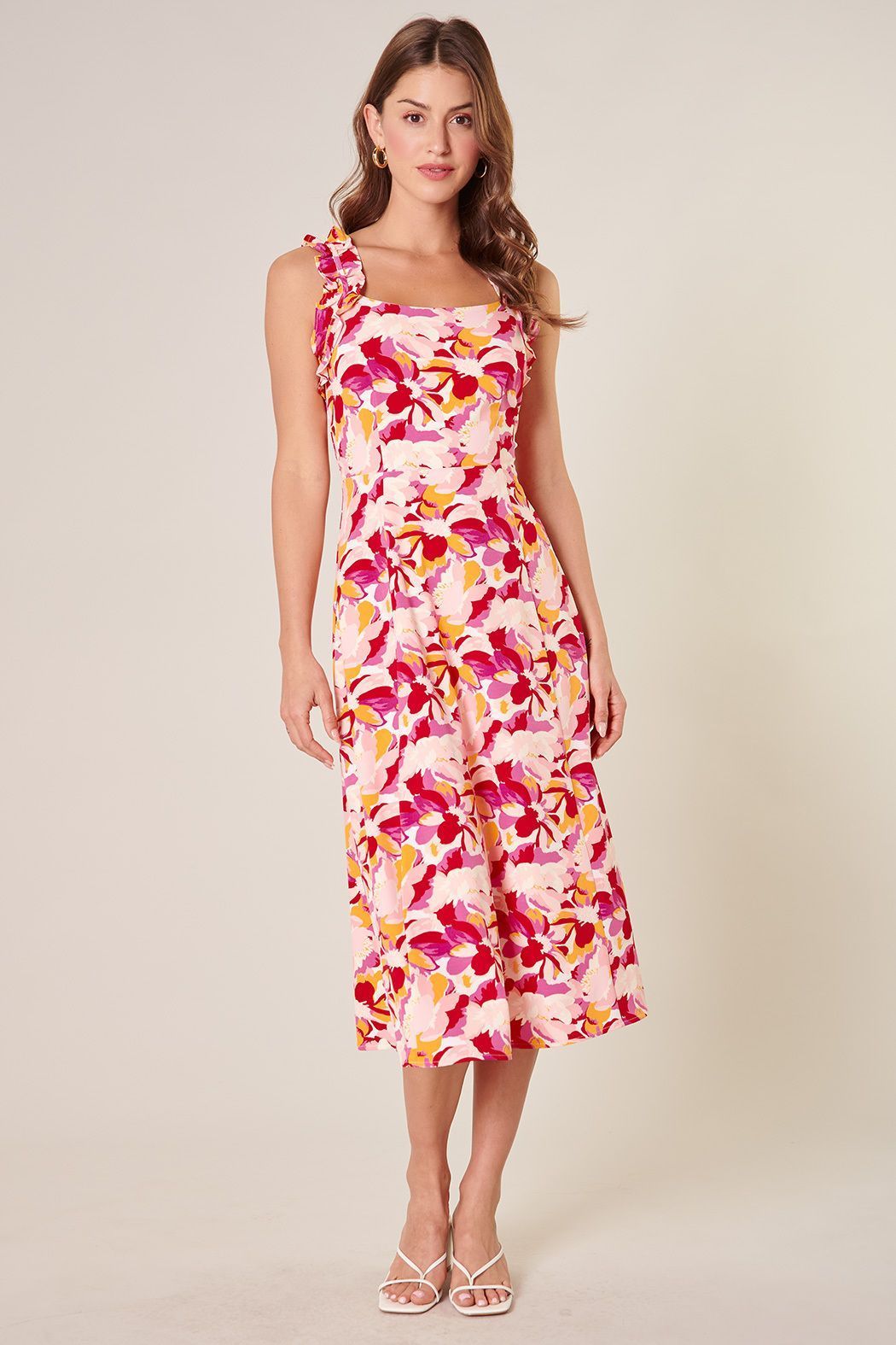 Kimbra Floral Ruffled Midi Dress - BTK COLLECTION