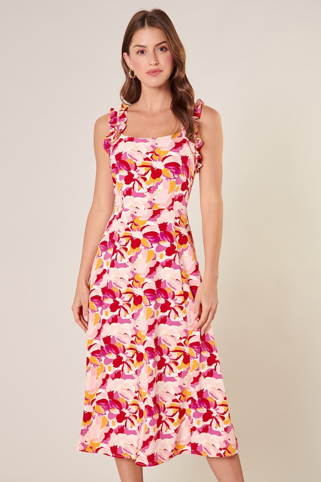 Kimbra Floral Ruffled Midi Dress - BTK COLLECTION