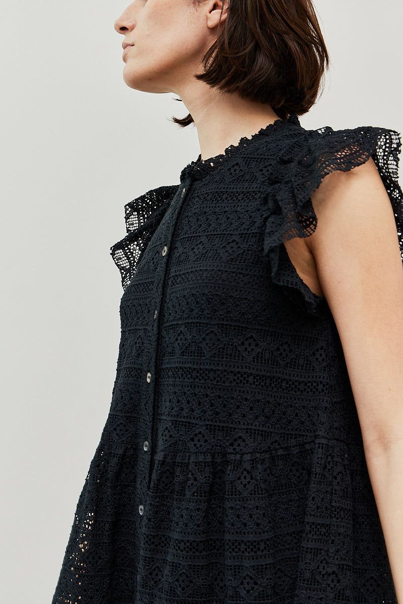 Lace Midi Tiered Dress - BTK COLLECTION