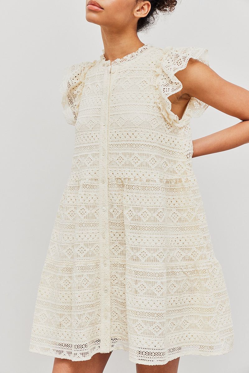 Lace Midi Tiered Dress - BTK COLLECTION