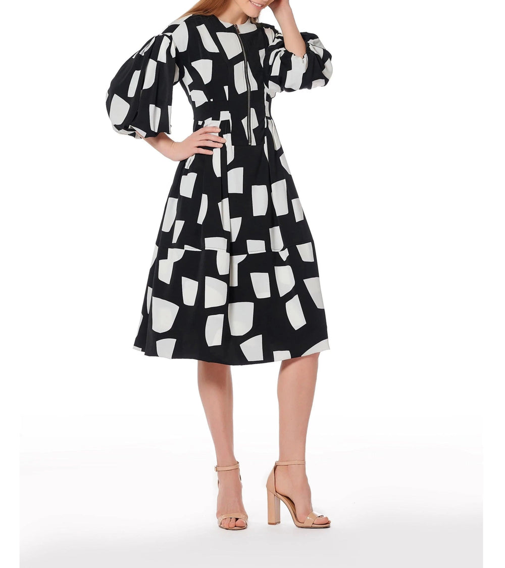 Lantern Half - Sleeved Round Neck Dress - BTK COLLECTIONS
