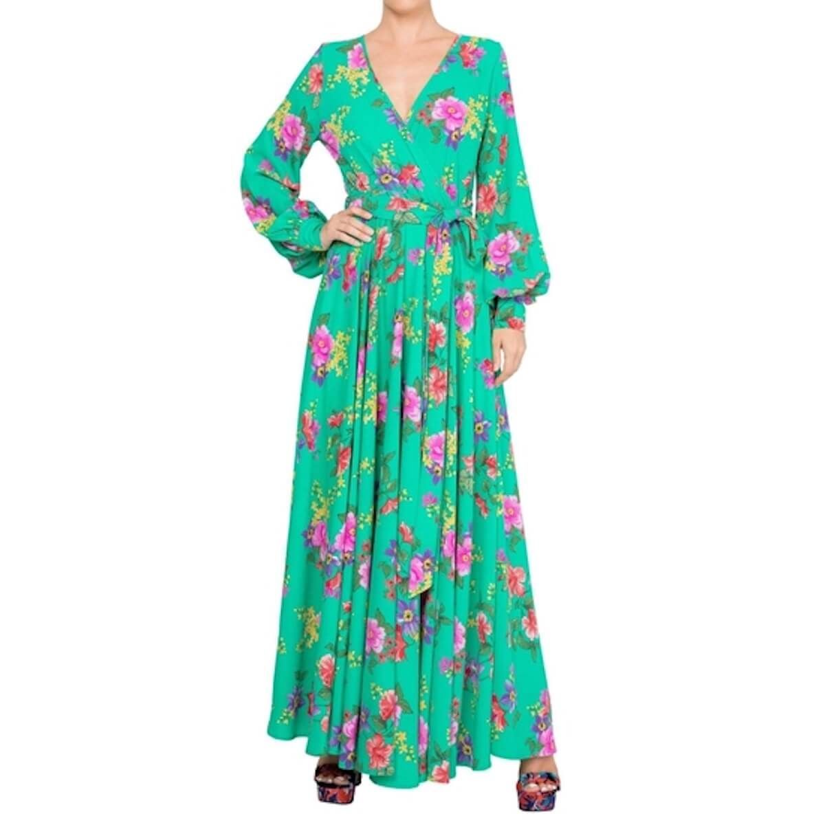 LilyPad Maxi Dress - Pink Turquoise - BTK COLLECTION