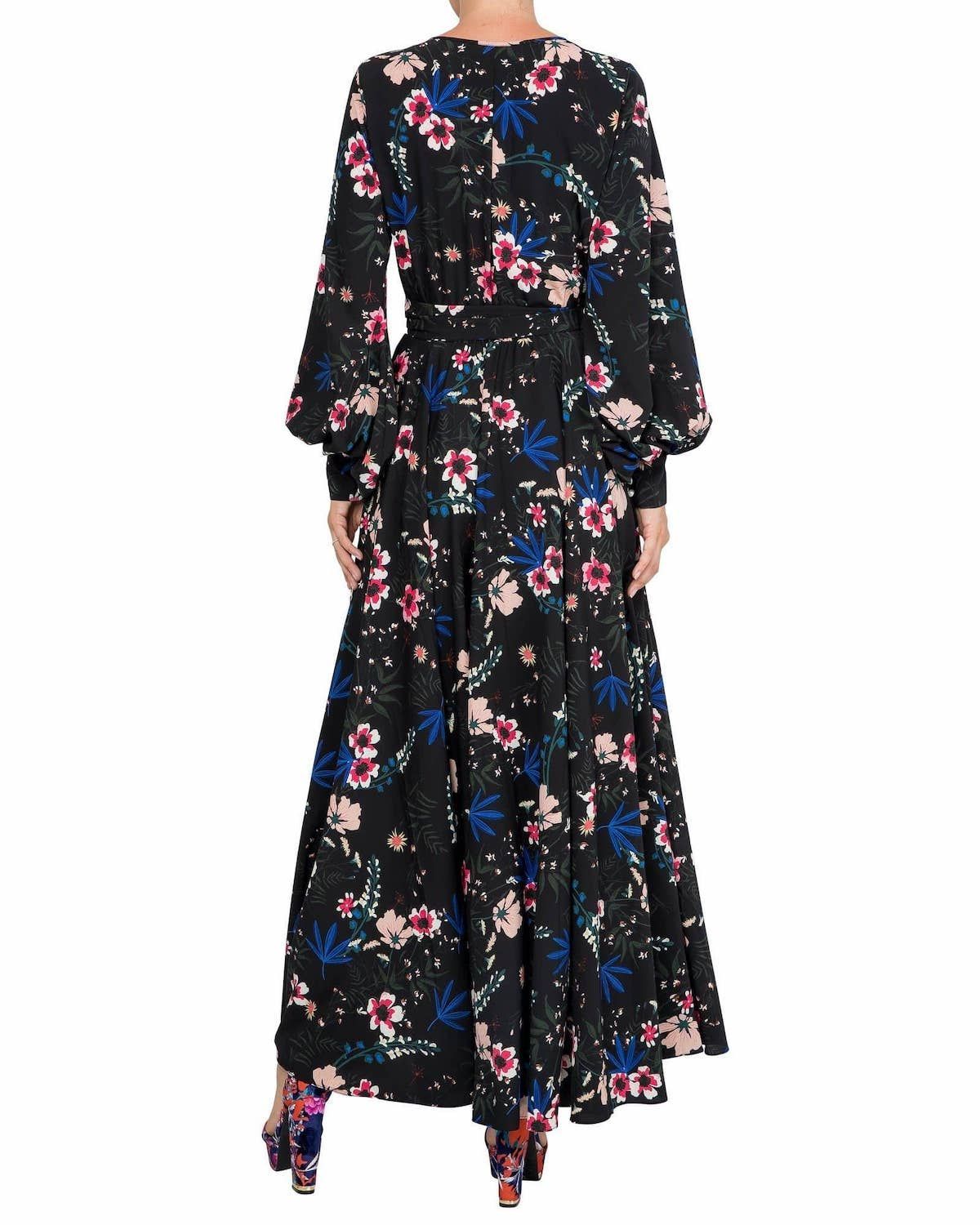 LilyPad Maxi Dress - Wildflower Black Red - BTK COLLECTION