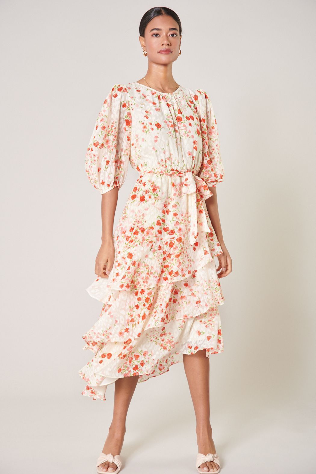 Love Bomb Celia Asymmetrical Ruffle Midi Dress - BTK COLLECTION