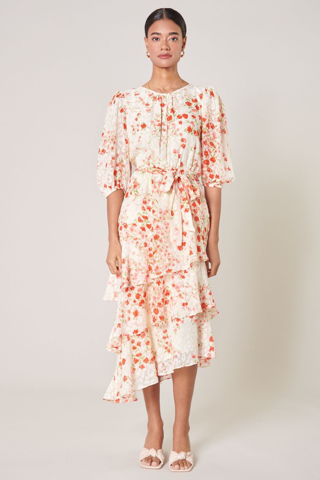 Love Bomb Celia Asymmetrical Ruffle Midi Dress - BTK COLLECTION