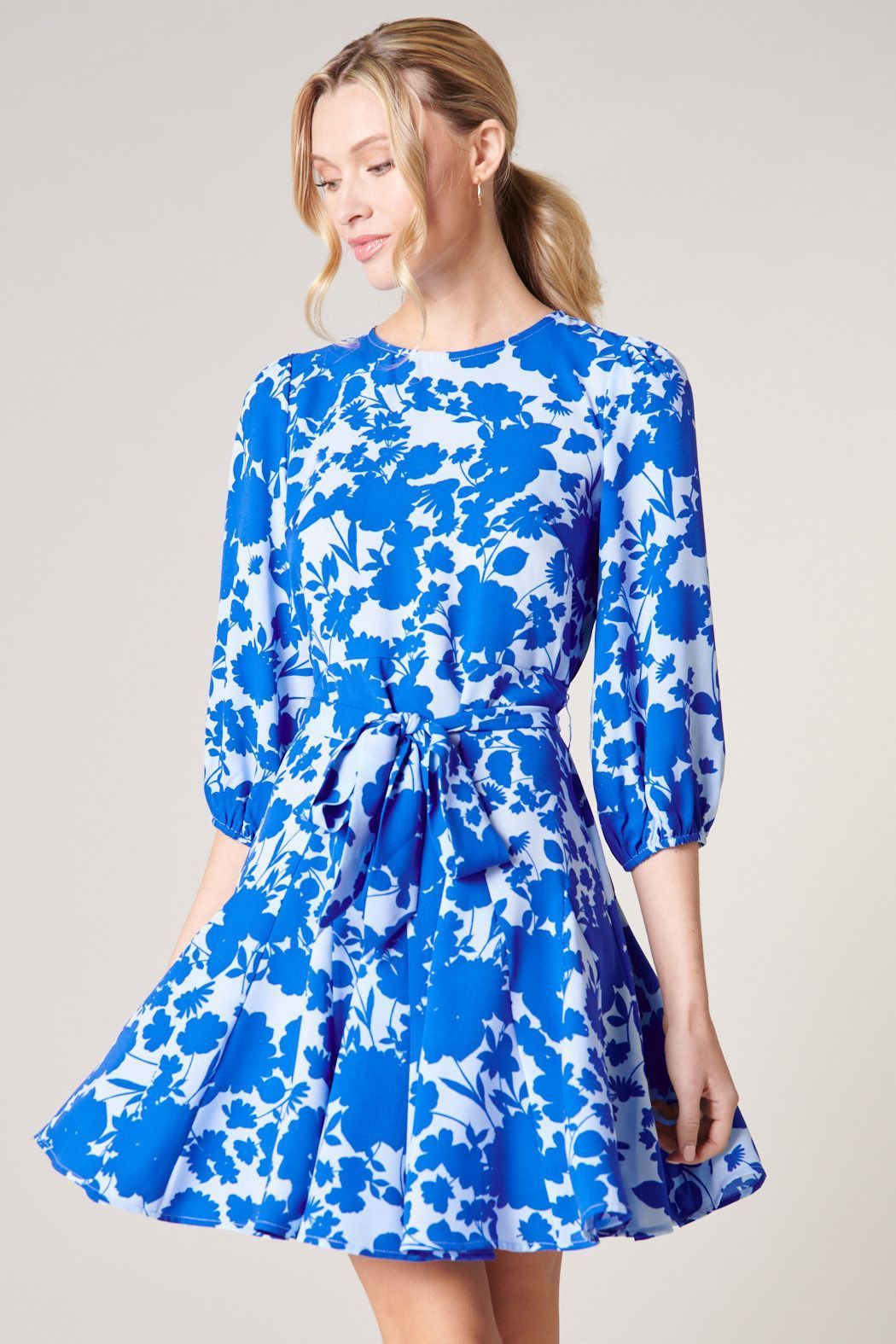 Marinelle Floral Balloon Sleeve Derby Dress - BTK COLLECTION