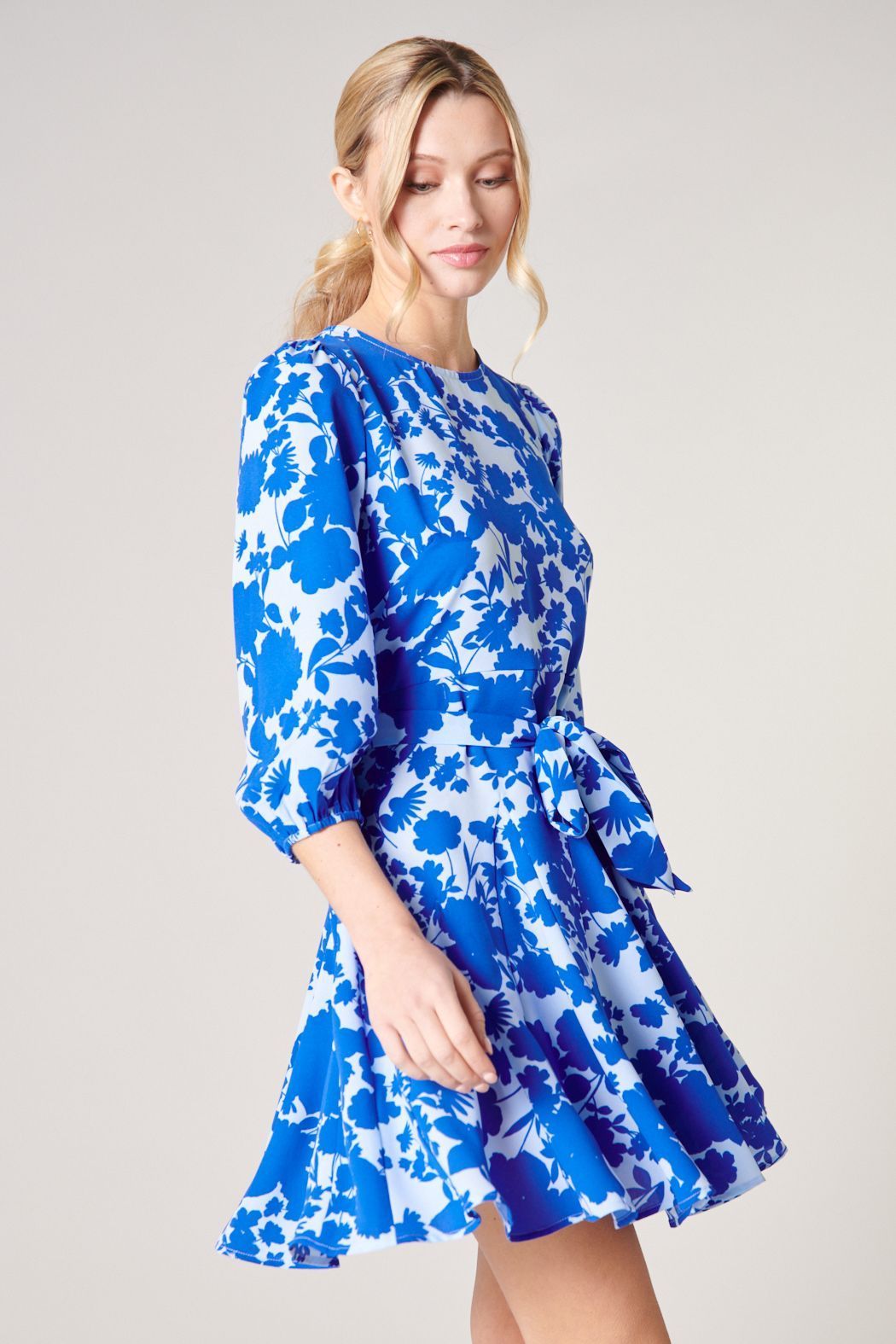 Marinelle Floral Balloon Sleeve Derby Dress - BTK COLLECTION