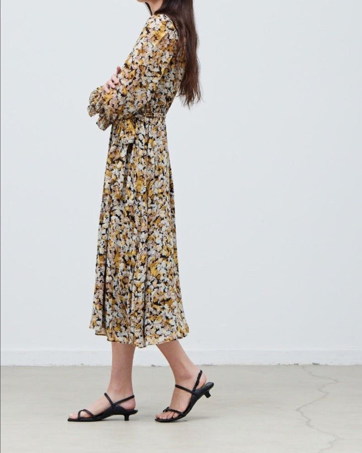 Metallic Printed Midi Dress - BTK COLLECTIONS
