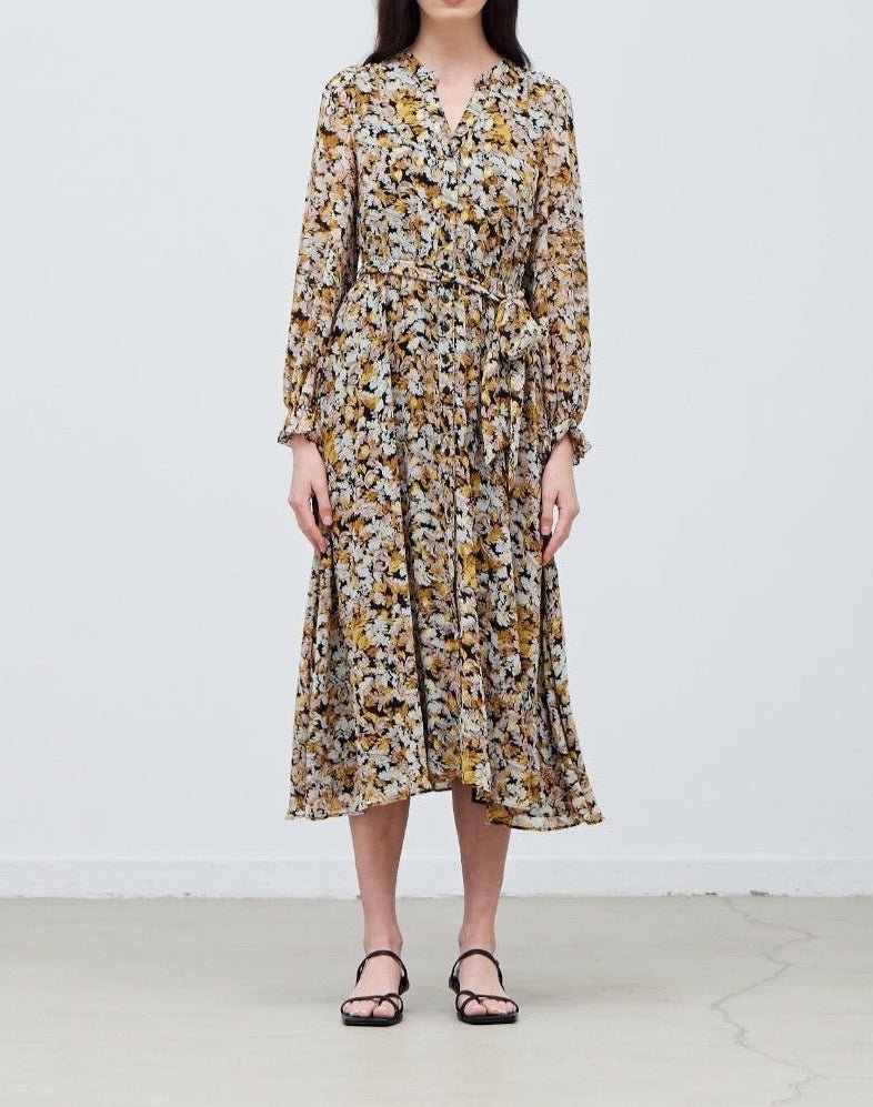 Metallic Printed Midi Dress - BTK COLLECTIONS