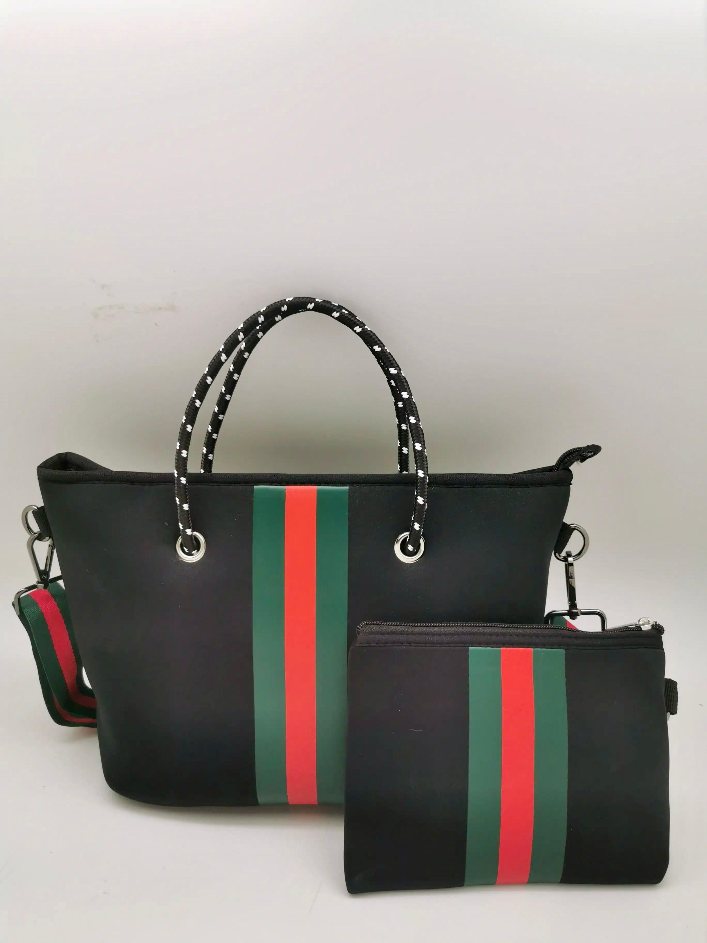 Mini Neopprene Black Tote with Red Stripe - BTK COLLECTION