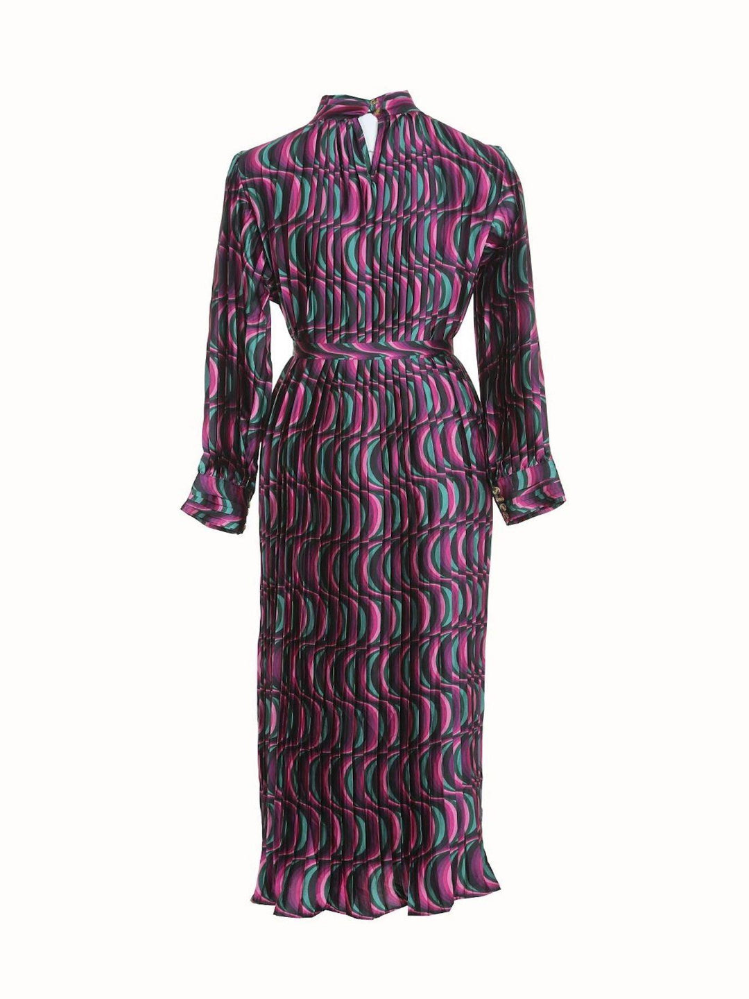 Multi Color Print Pleated Maxi Dress - BTK COLLECTIONS