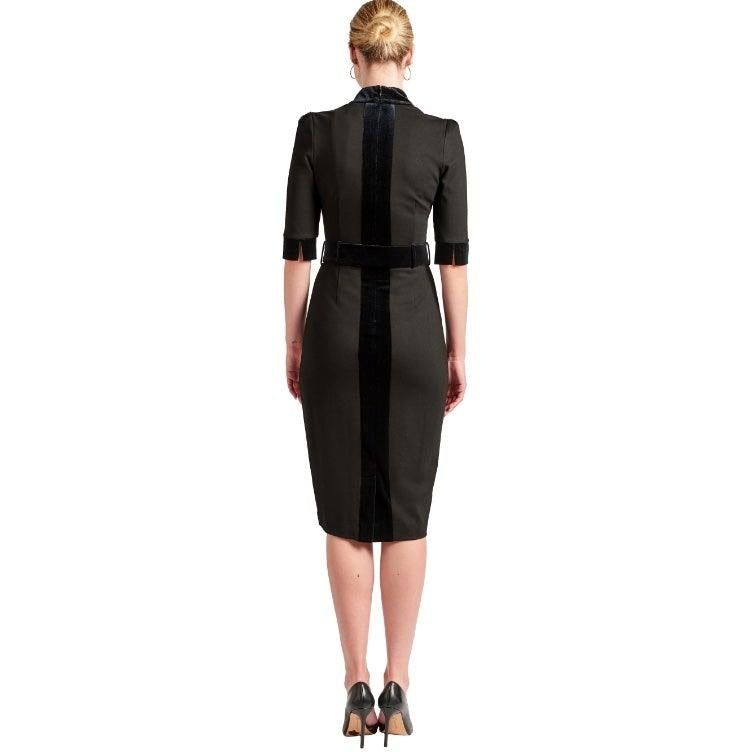 Nicola Sheath Dress - Notch neck Ponte dress with elbow sleeves - BTK COLLECTION