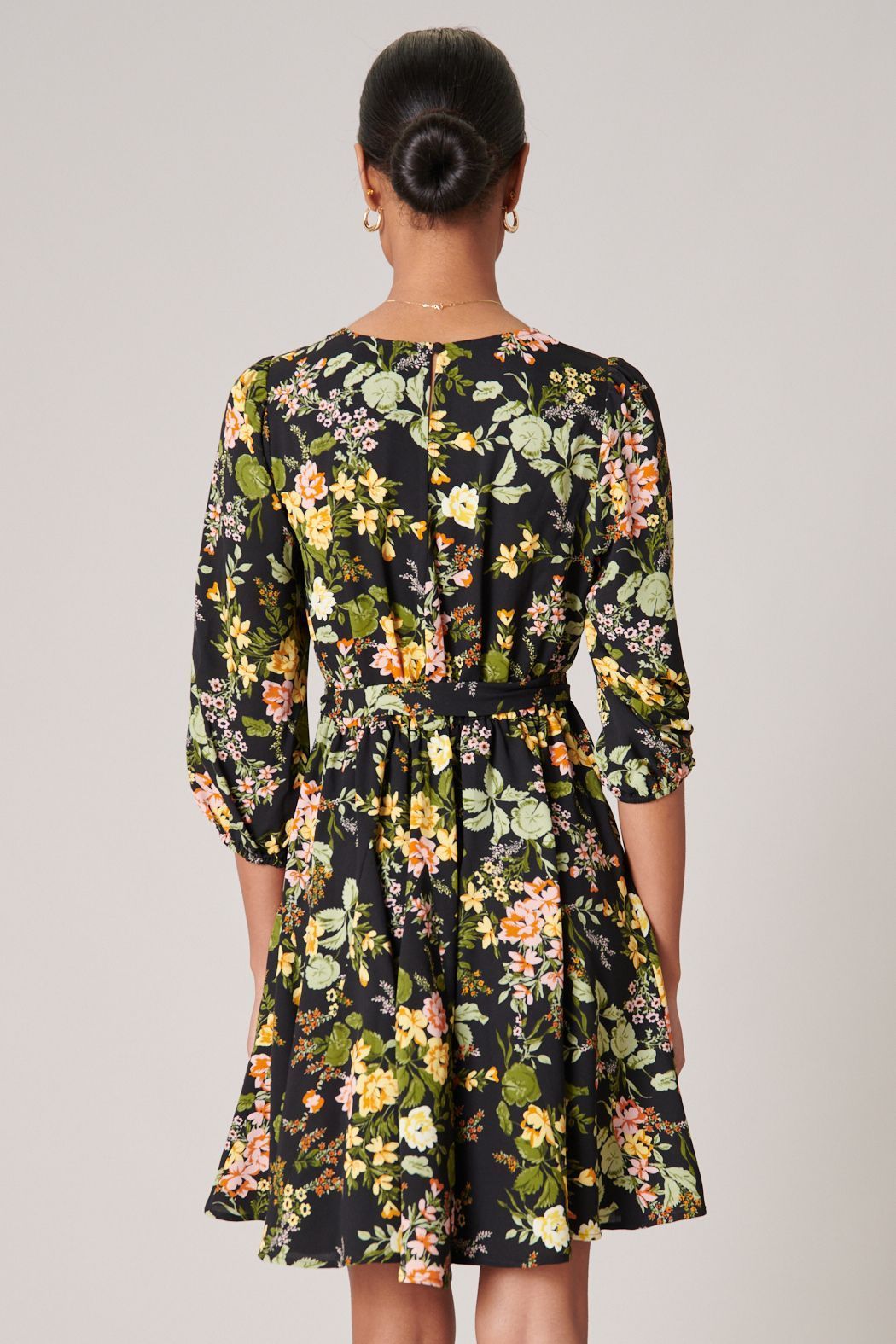 Night Bloom Balloon Sleeve Derby Dress - BTK COLLECTIONS