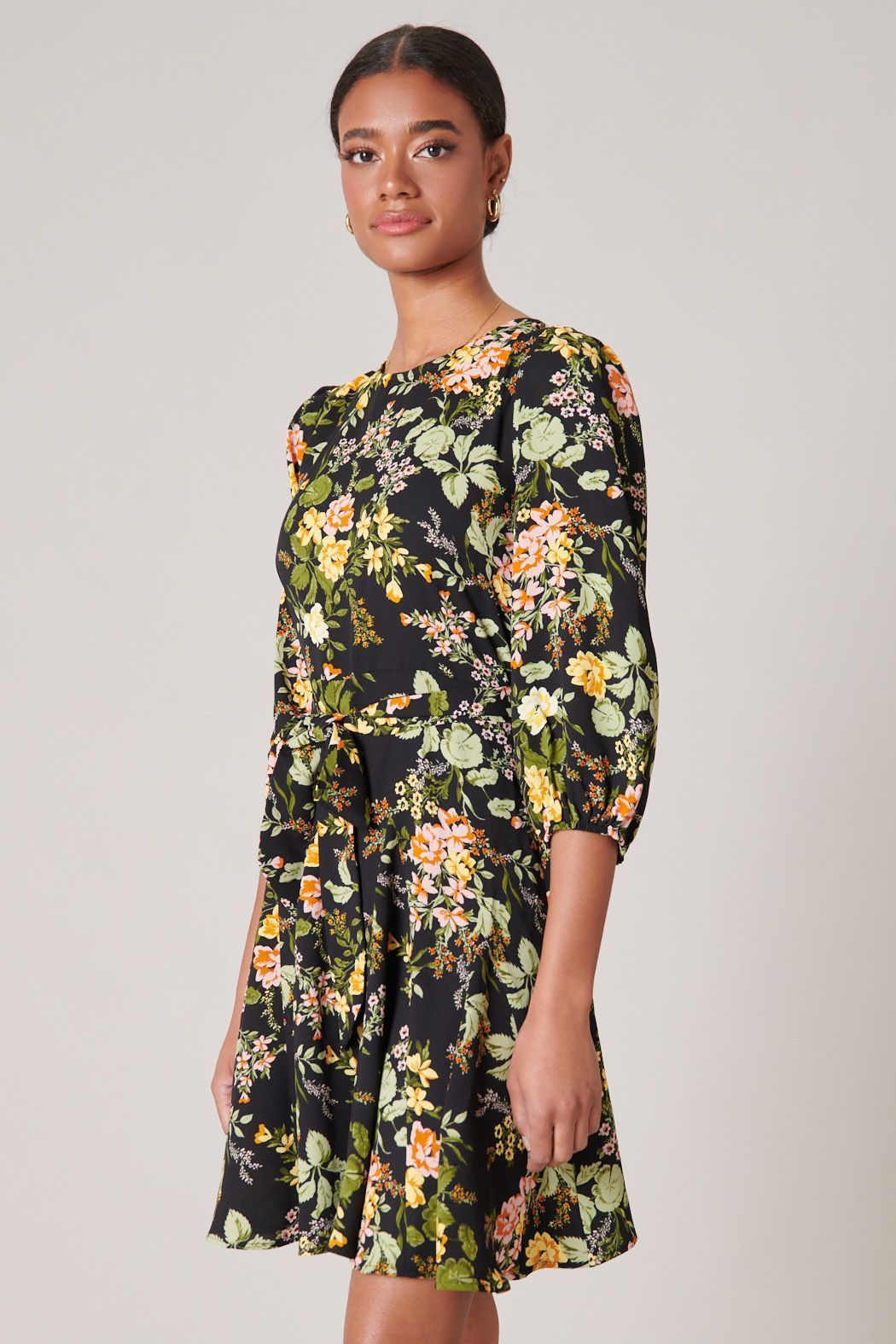 Night Bloom Balloon Sleeve Derby Dress - BTK COLLECTION