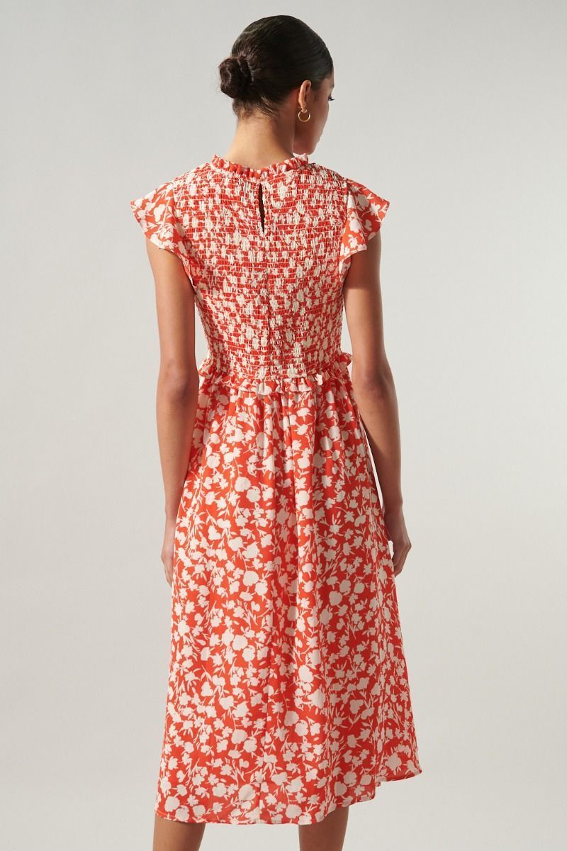 Palmas Cherry Smocked Midi Dress - BTK COLLECTION