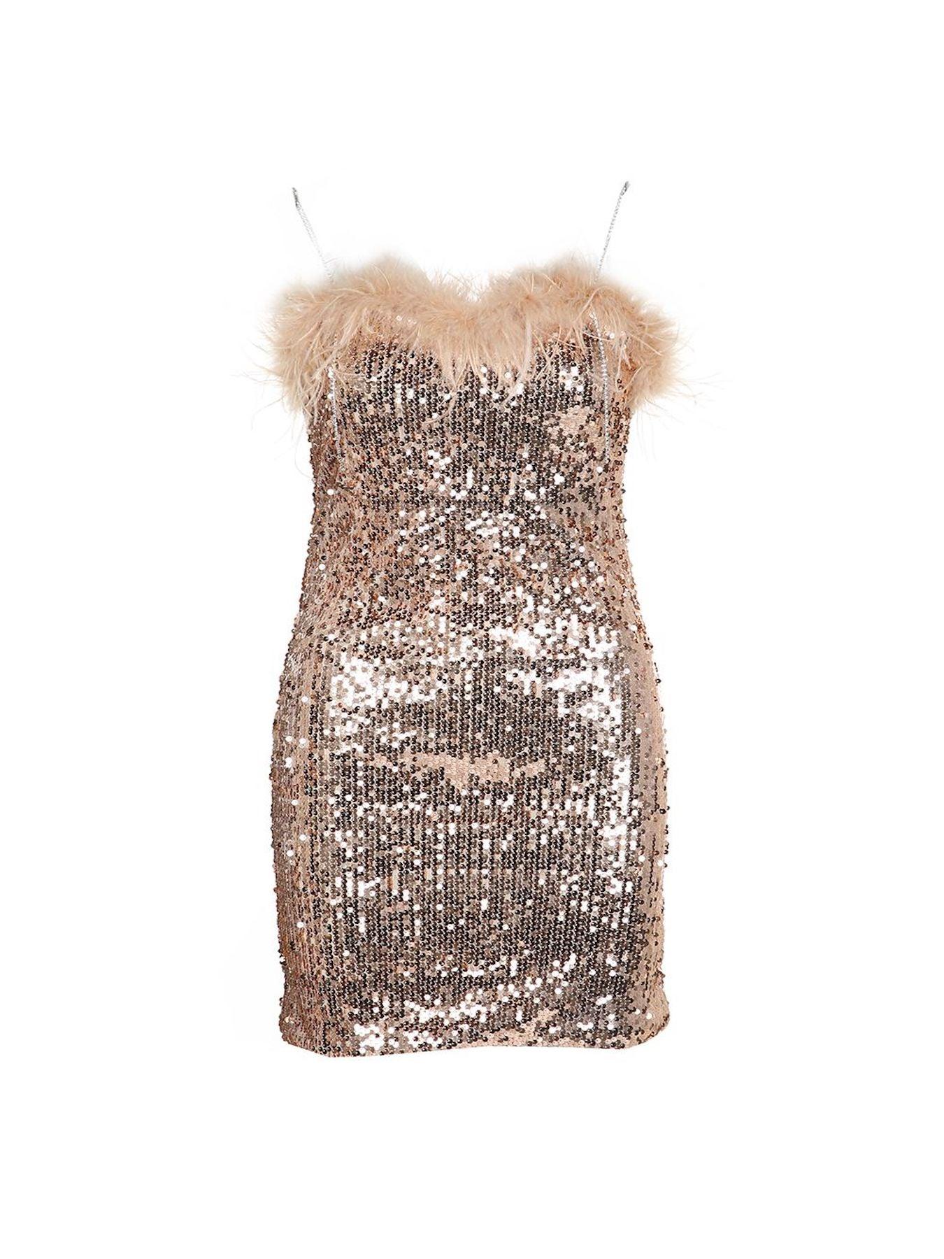 Rhinestones Strap Sequin Mini Dress - BTK COLLECTION