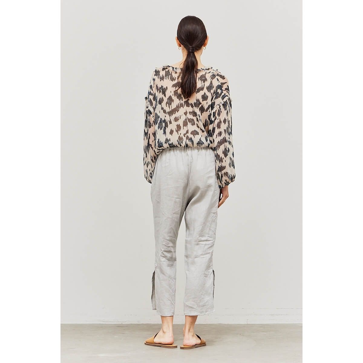 Ruffled Print Chiffon Blouse - BTK COLLECTIONS