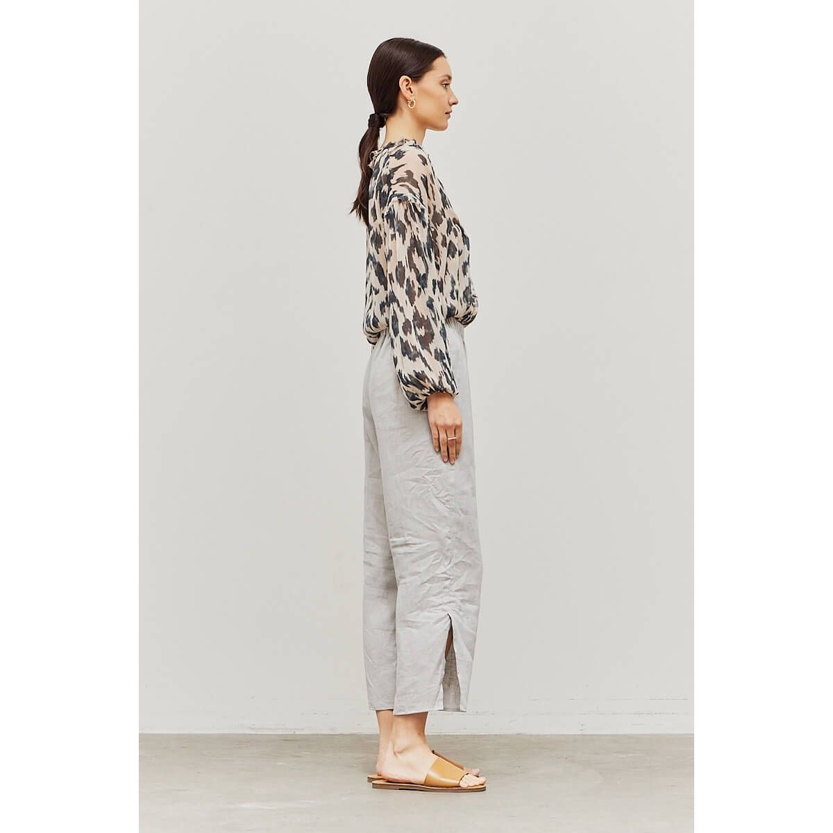 Ruffled Print Chiffon Blouse - BTK COLLECTION