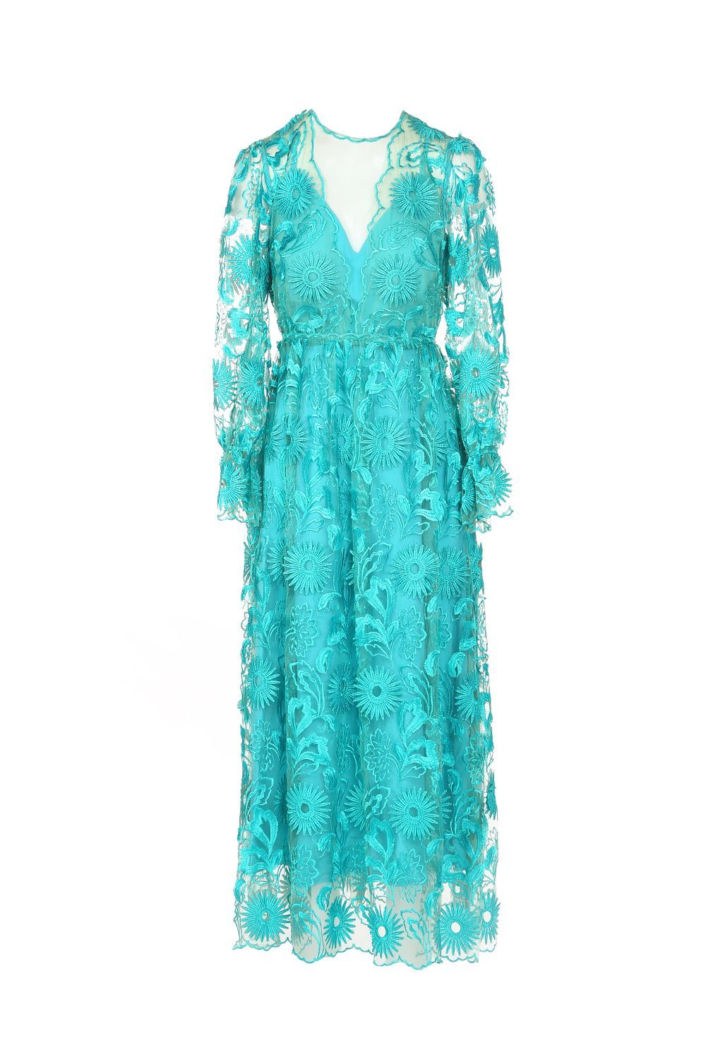 Satin Lace Fabric Maxi Dress - BTK COLLECTION