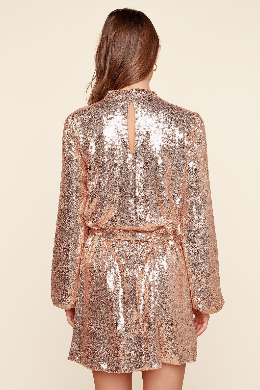 Shining Star Mock Neck Sequin Mini Dress - BTK COLLECTION