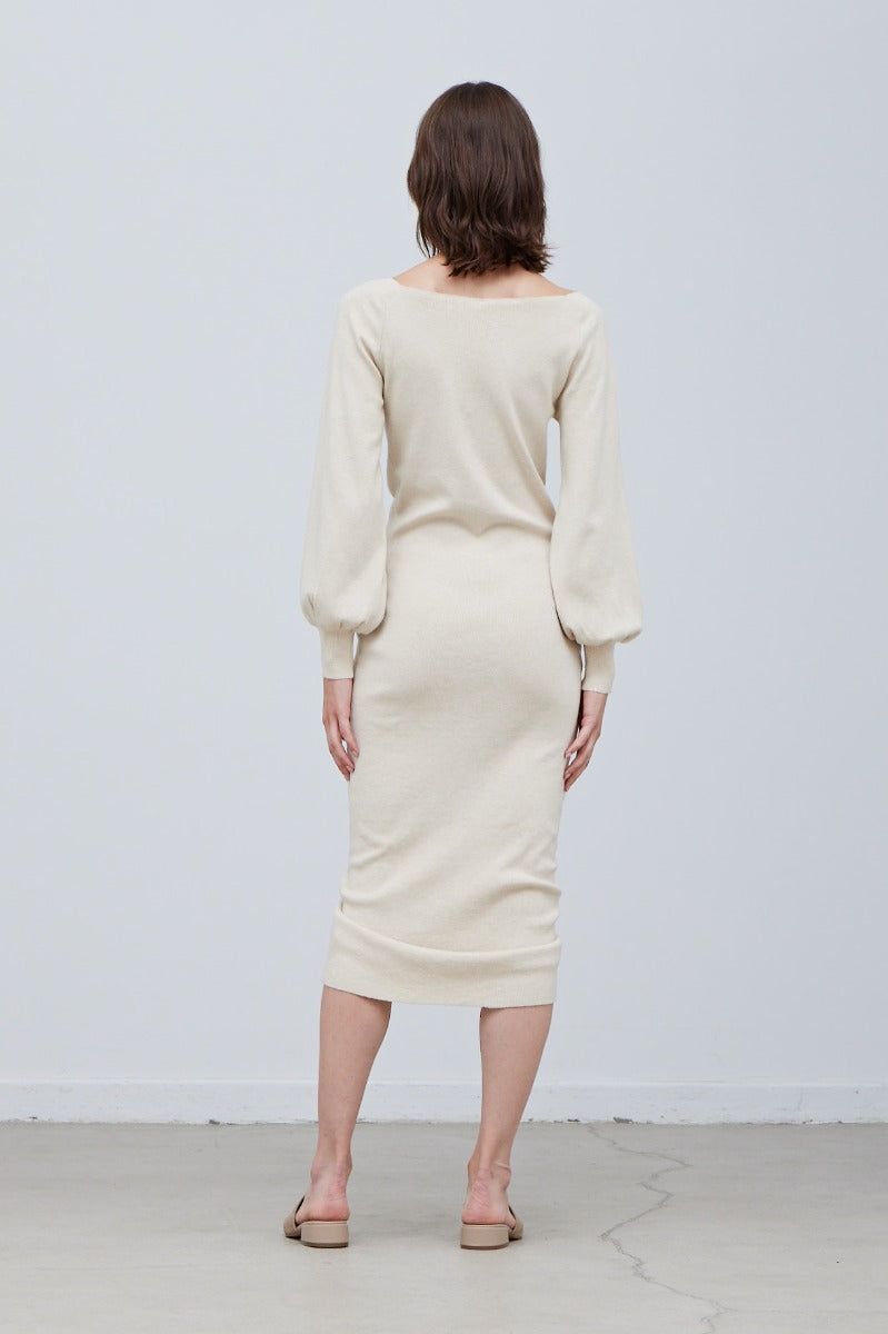 Shirred Sweater Midi Dress - BTK COLLECTIONS