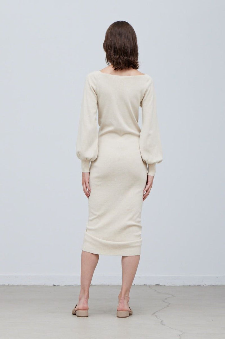 Shirred Sweater Midi Dress - BTK COLLECTIONS