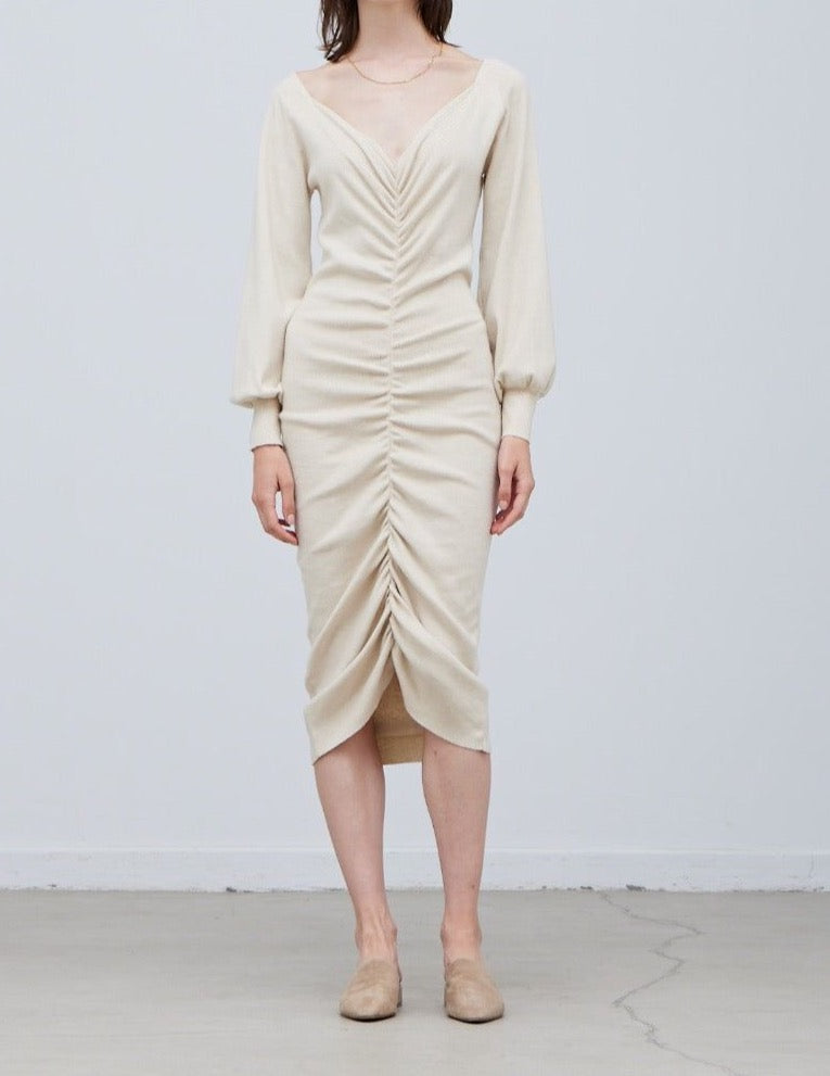 Shirred Sweater Midi Dress - BTK COLLECTION