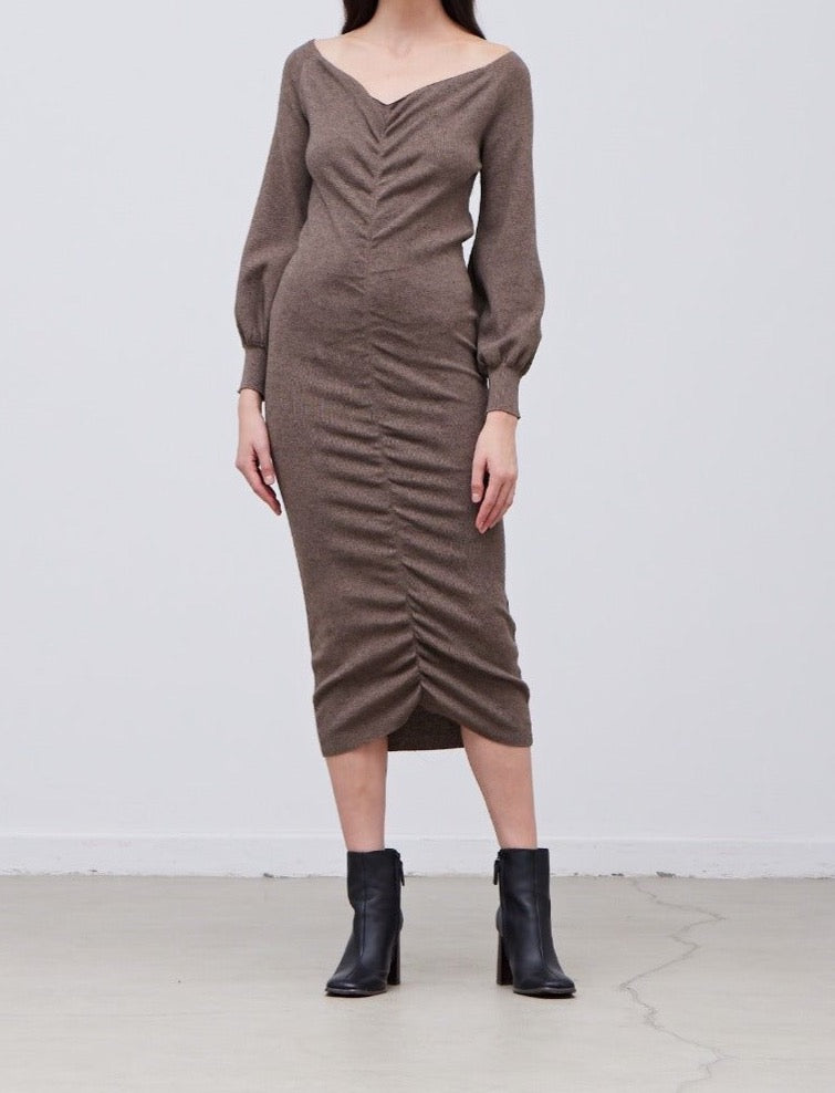 Shirred Sweater Midi Dress - BTK COLLECTION